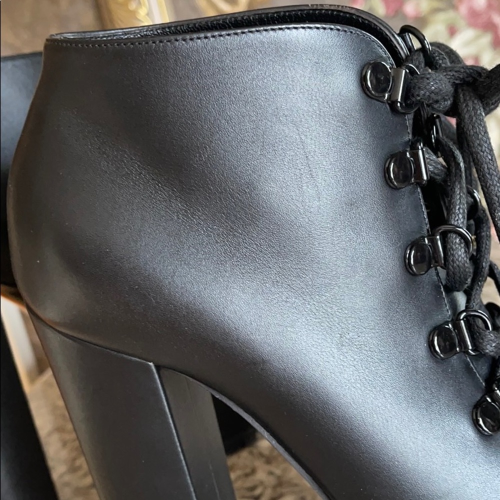 Gucci Black Kayla Lace-Up Leather Platform Boots - Picture 8 of 9